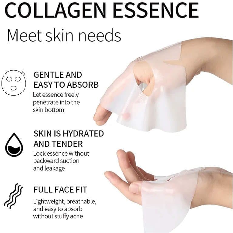 Navensi Bio Collagen Face Mask – Hydrating & Firming Sheet Mask for Anti-Aging, Wrinkle Reduction & Glowing Skin – Deep Moisturizing & Skin Tightening or Pore Minimizing Face Mask 34g x5ea